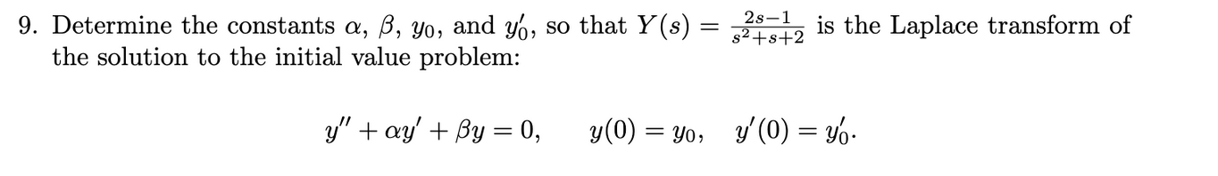 Solved = 9. Determine the constants a, b, yo, and yo, so | Chegg.com