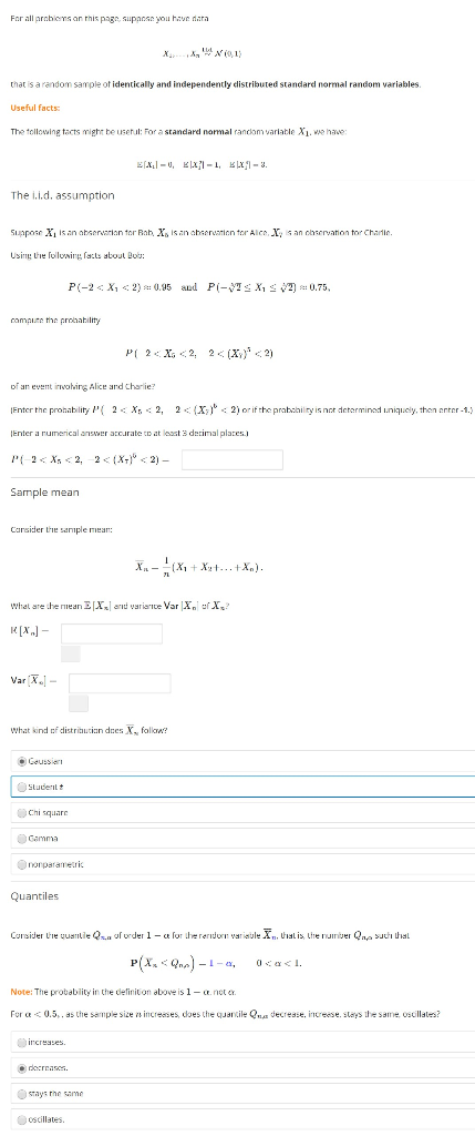 Solved For all problems on this page, suppose you have data | Chegg.com