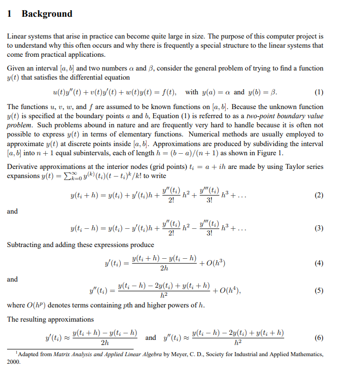 Solved 1 Background Linear systems that arise in practice 