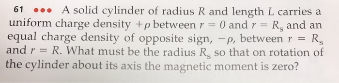 Solved 61 A solid cylinder of radius R and length L carries | Chegg.com