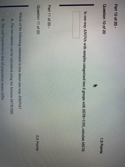 Solved In one-way ANOVA with samples categorized into 6 | Chegg.com