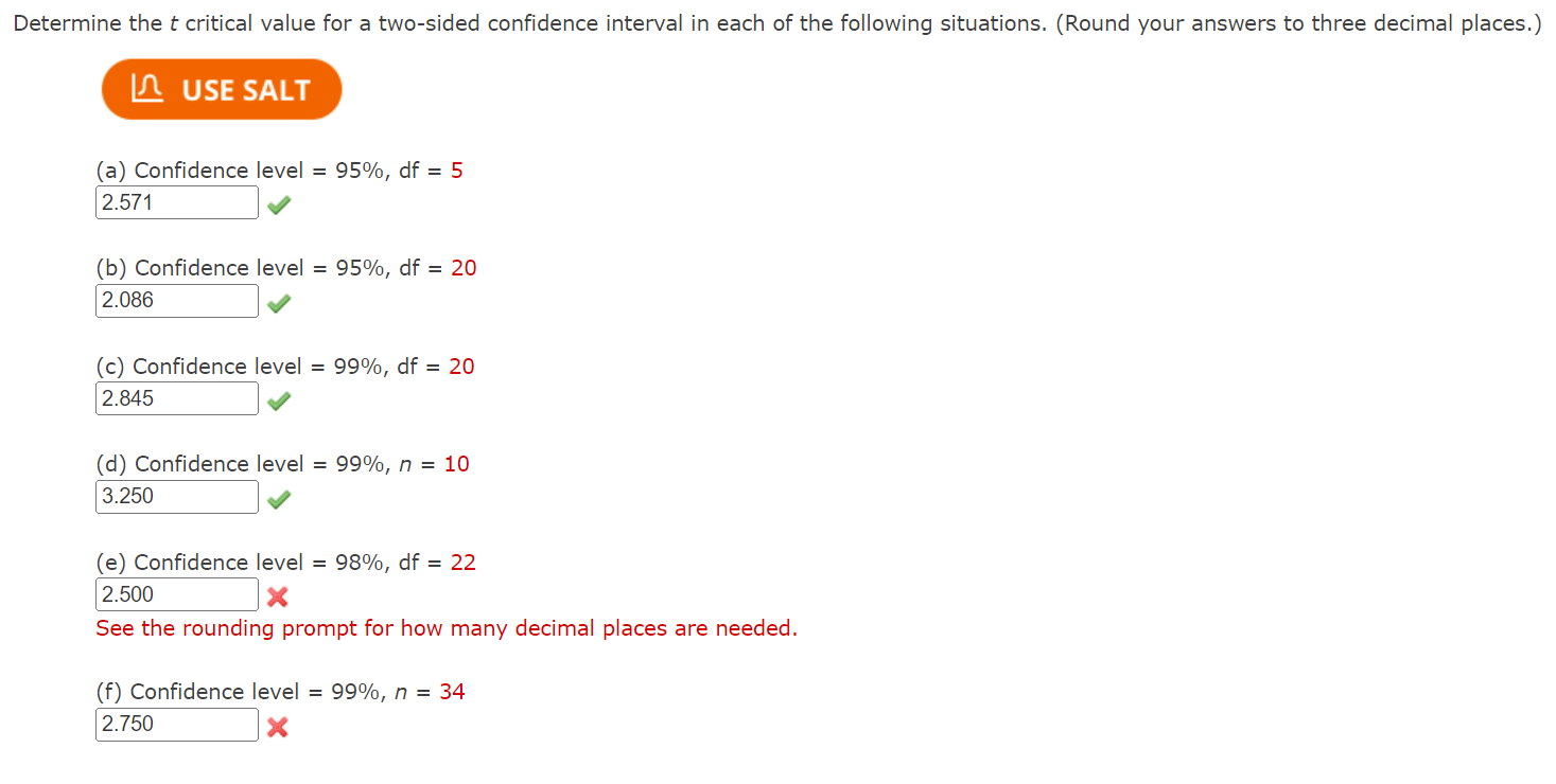 Solved Determine the t critical value for a two-sided | Chegg.com