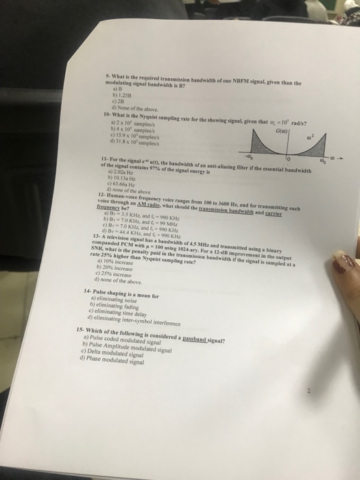 Solved 9. What is the required transmission bandwidth of one | Chegg.com