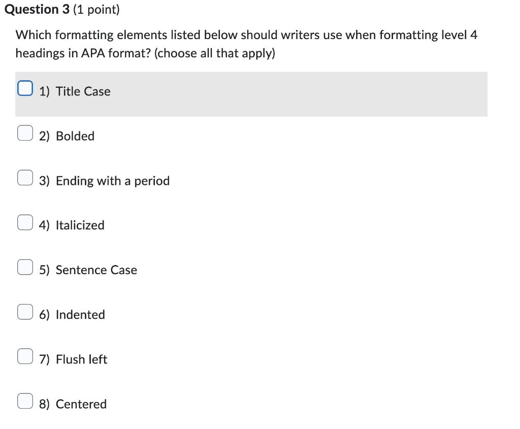 Which formatting elements listed below should writers | Chegg.com
