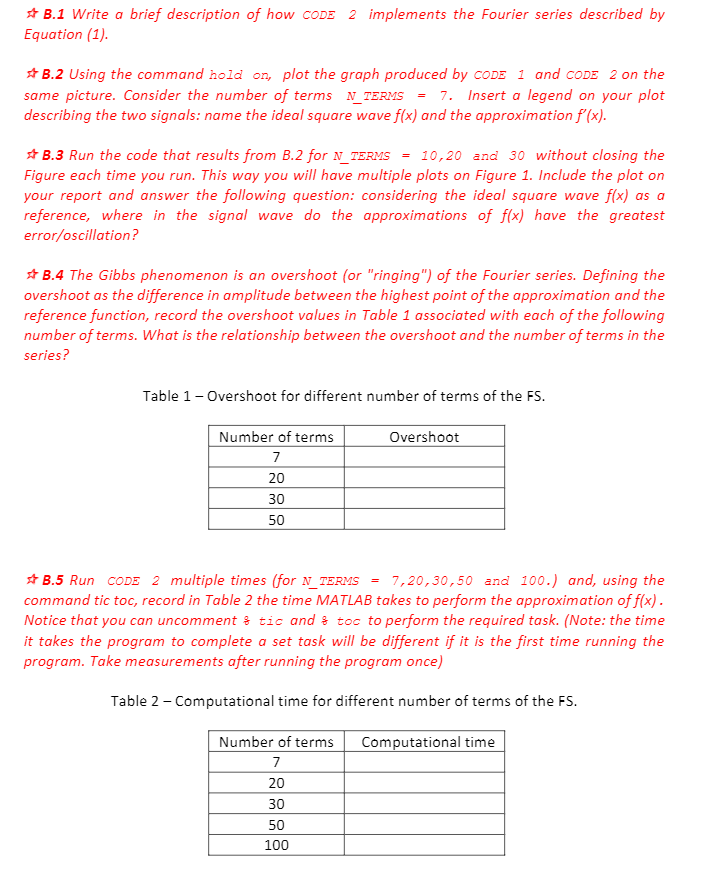 Part B: Approximation of a square wave using the | Chegg.com