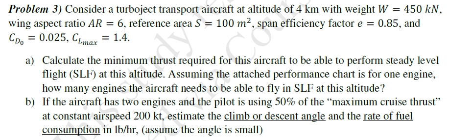 Problem 3) Consider a turboject transport aircraft at | Chegg.com