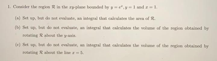 Solved 1. Consider the region R in the ry-plane bounded by y | Chegg.com