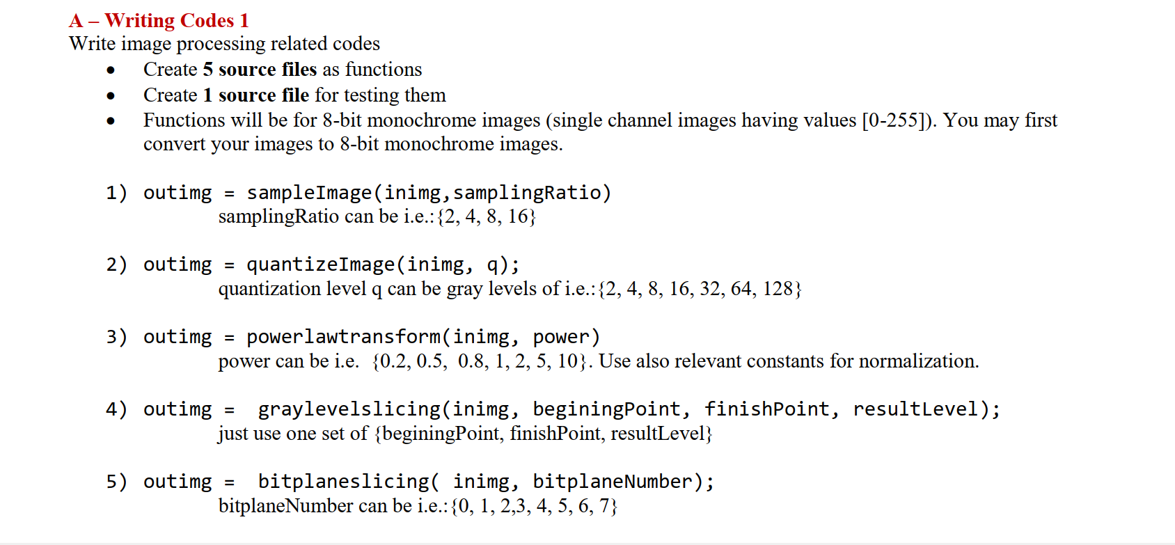 . A – Writing Codes 1 Write image processing related | Chegg.com