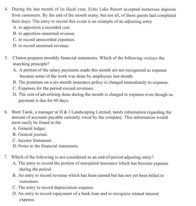 Solved 1. The concept of adequate disclosure A. does not | Chegg.com