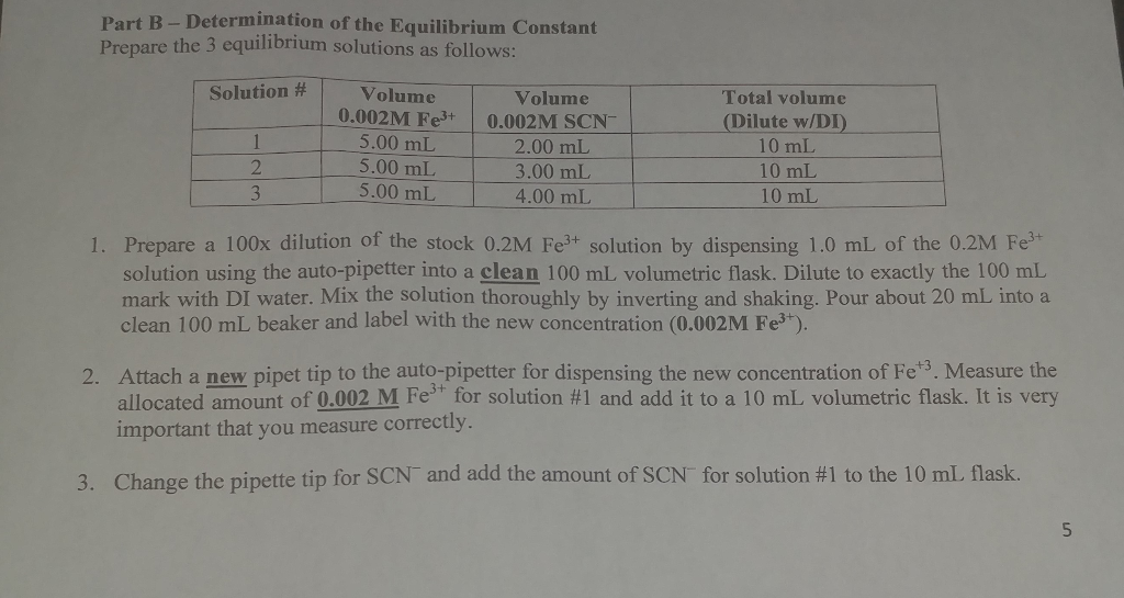 Solved Part B - Determination Of The Equilibrium Constant | Chegg.com