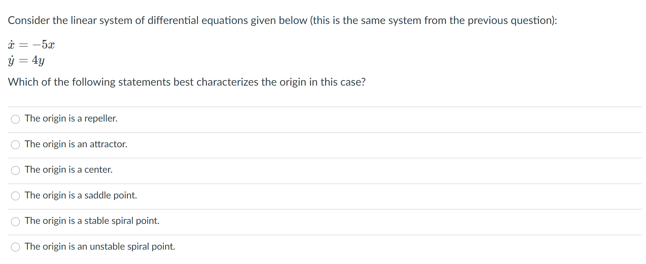 Solved Consider the linear system of differential equations | Chegg.com