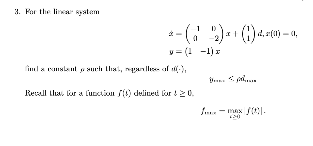 Solved 3. For the linear system | Chegg.com