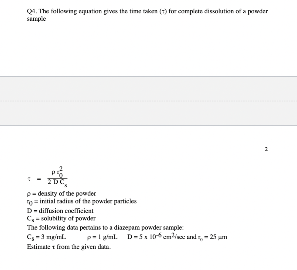 Solved Q4. The following equation gives the time taken (T) | Chegg.com
