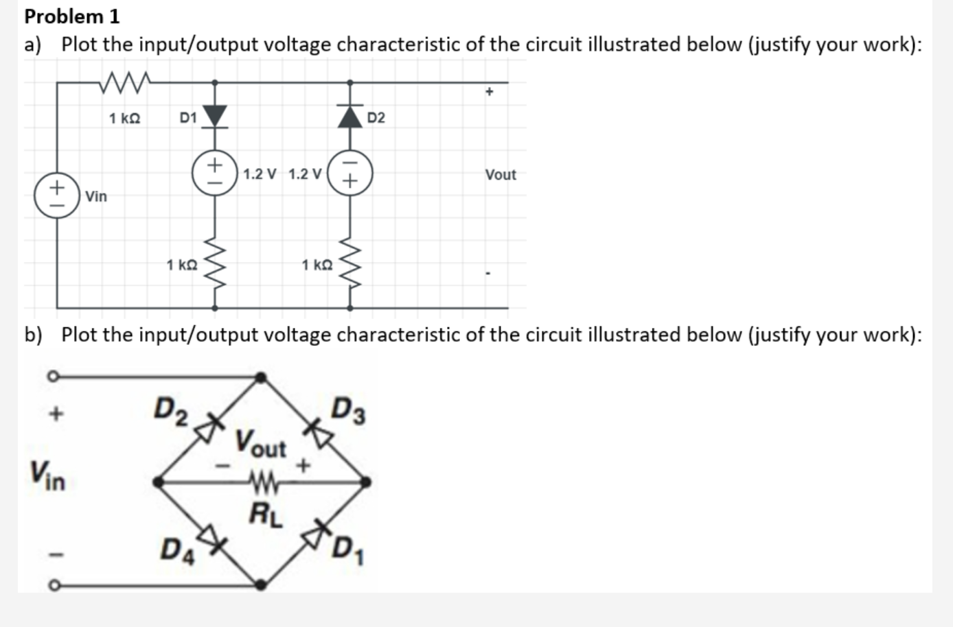 Solved Problem 1 a) Plot the input/output voltage | Chegg.com