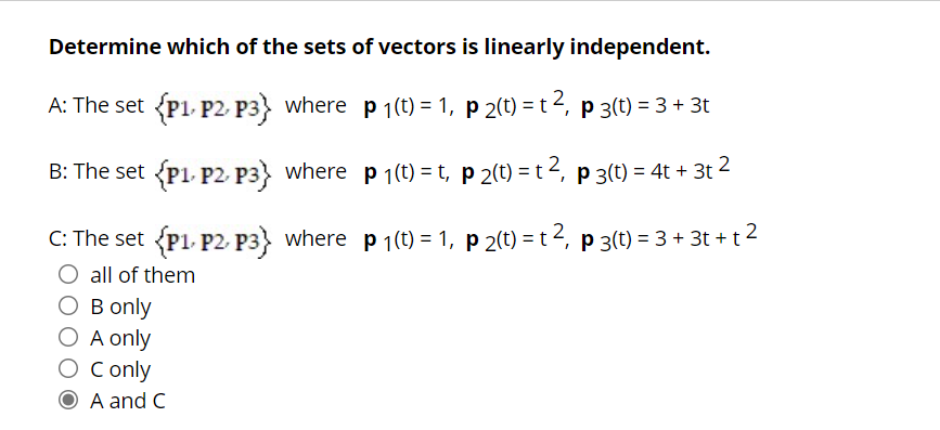 Solved Determine Which Of The Sets Of Vectors Is Linearly