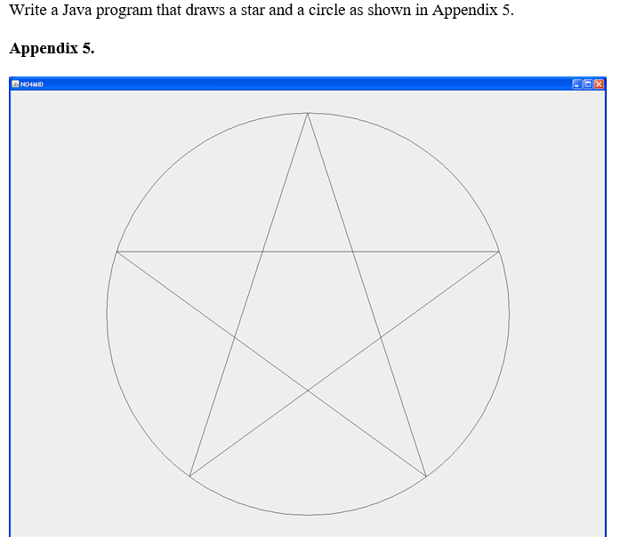 Solved Write a Java program that draws a star and a circle | Chegg.com