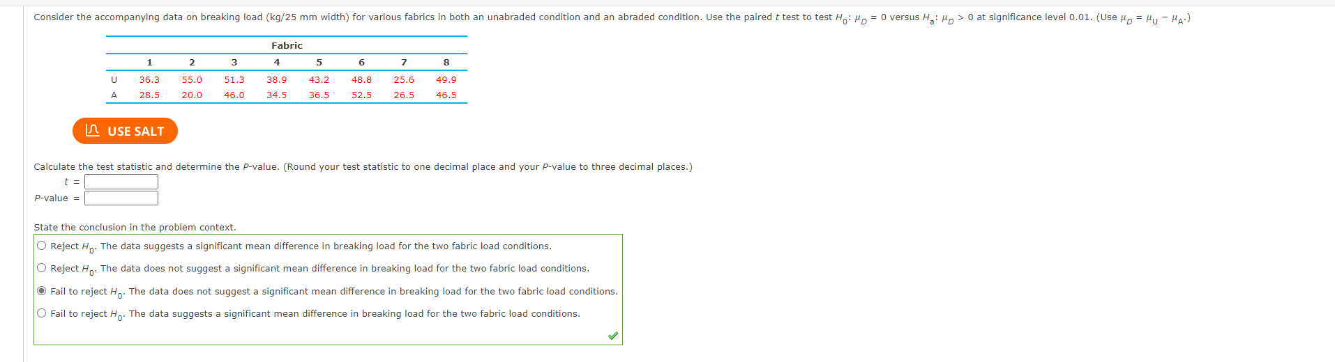 Solved Calculate The Test Statistic And Determine The | Chegg.com