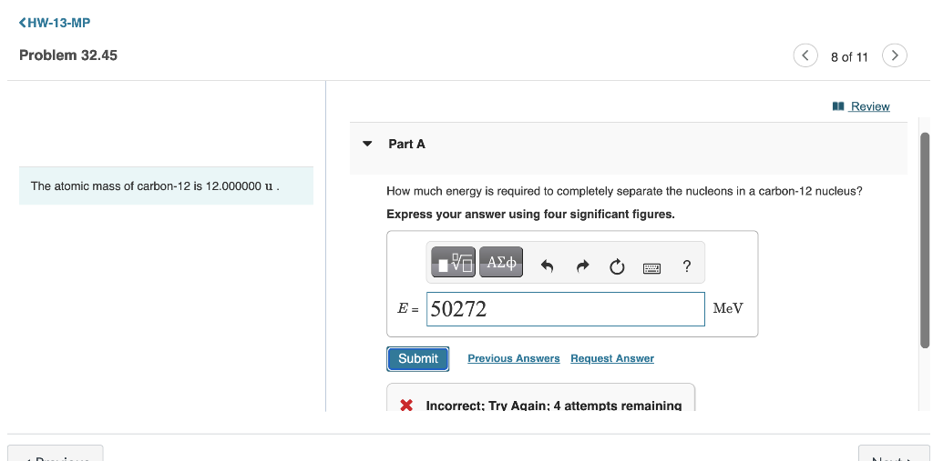 Solved The atomic mass of carbon-12 is 12.000000u. How much | Chegg.com 