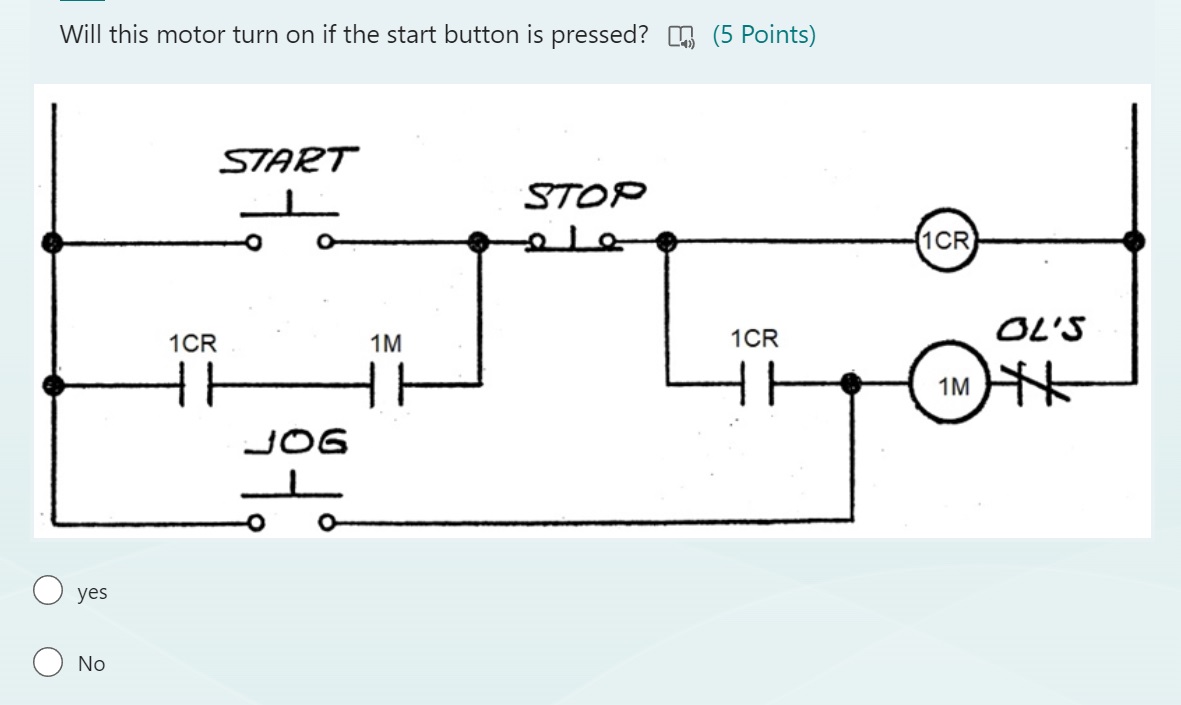 Solved Will this motor turn on if the start button is | Chegg.com