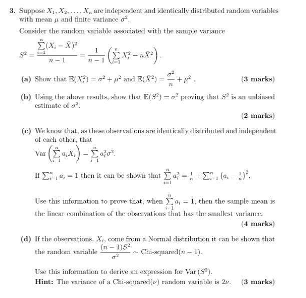 Solved 3 Suppose X₁ X2 X₁ Are Independent And 3196