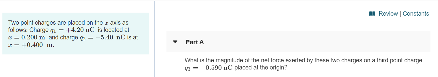 Solved Review Constants Two point charges are placed on the | Chegg.com