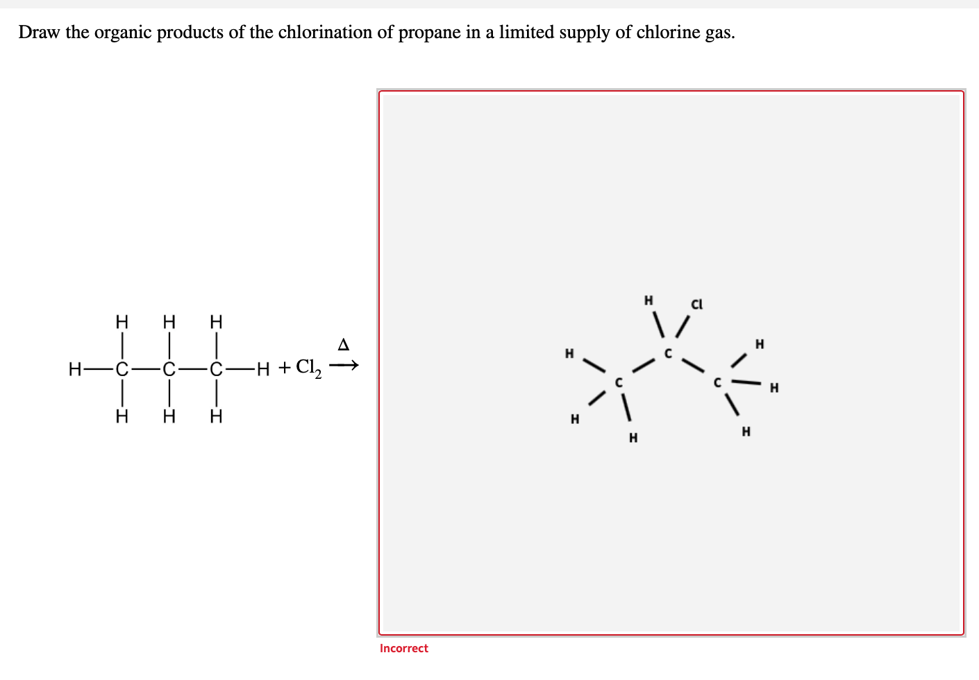 Solved Draw the organic products of the chlorination of