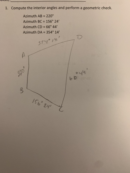 Solved Compute the interior angles and perform a geometric | Chegg.com