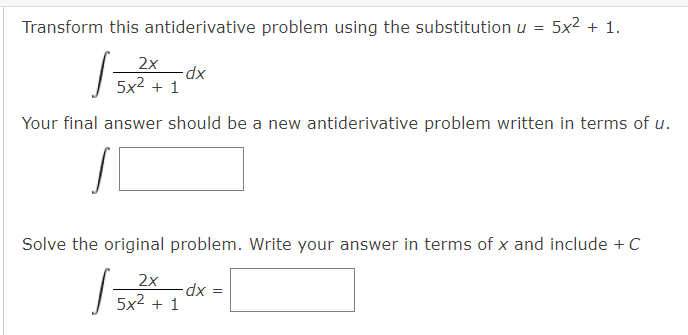 Solved Transform This Antiderivative Problem Using The | Chegg.com