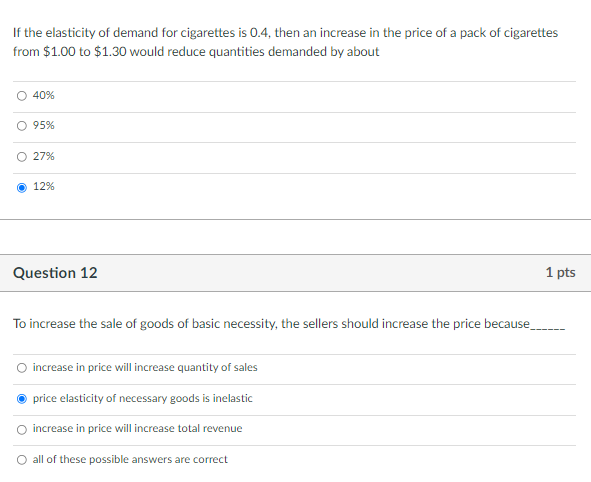 Solved If the elasticity of demand for cigarettes is 0.4,