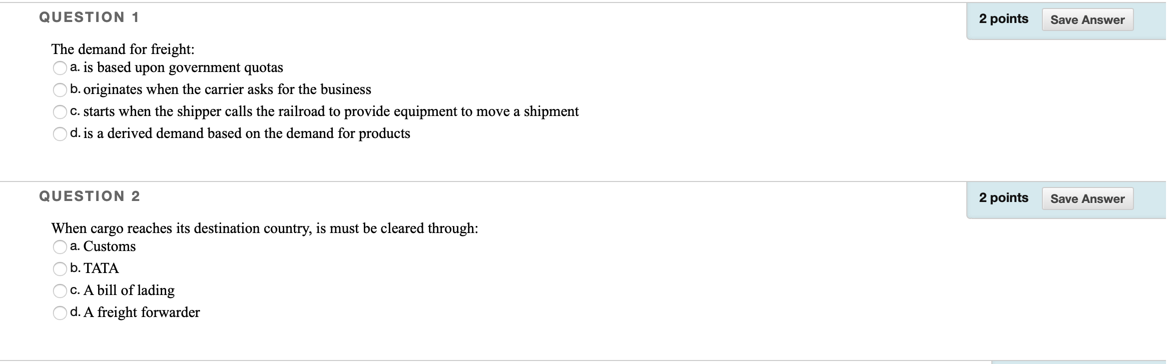 Solved QUESTION 1 2 points Save Answer The demand for | Chegg.com