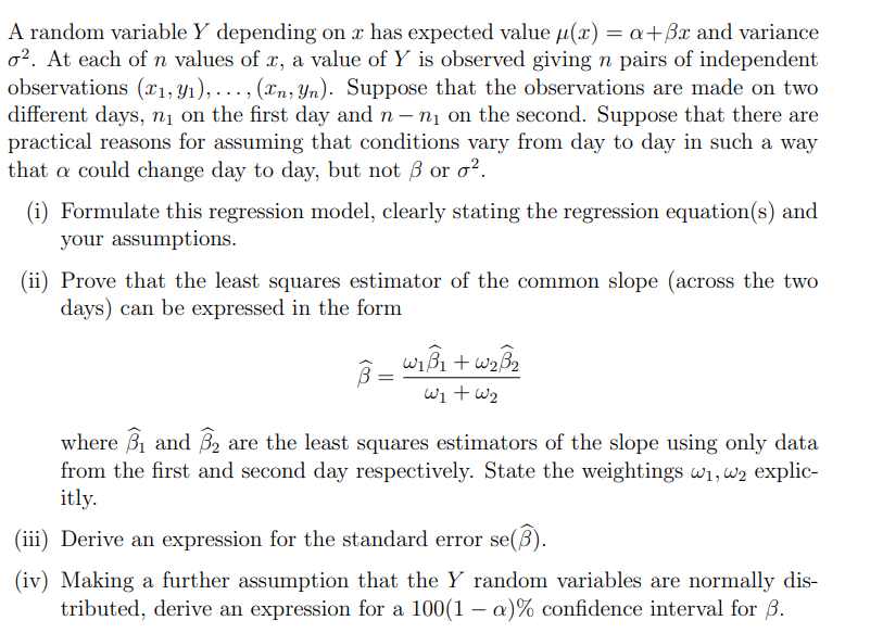 Solved A random variable Y depending on x has expected value | Chegg.com