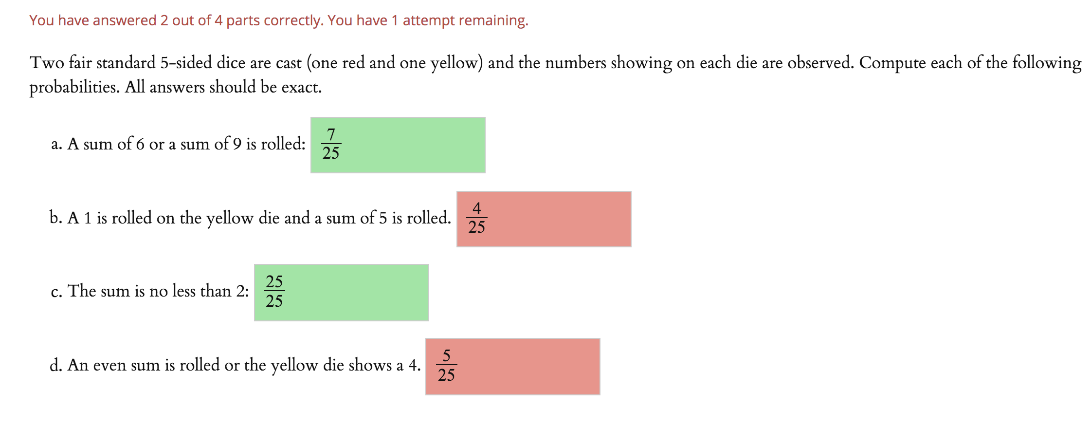 Solved You Have Answered 2 Out Of 4 Parts Correctly You Chegg Com