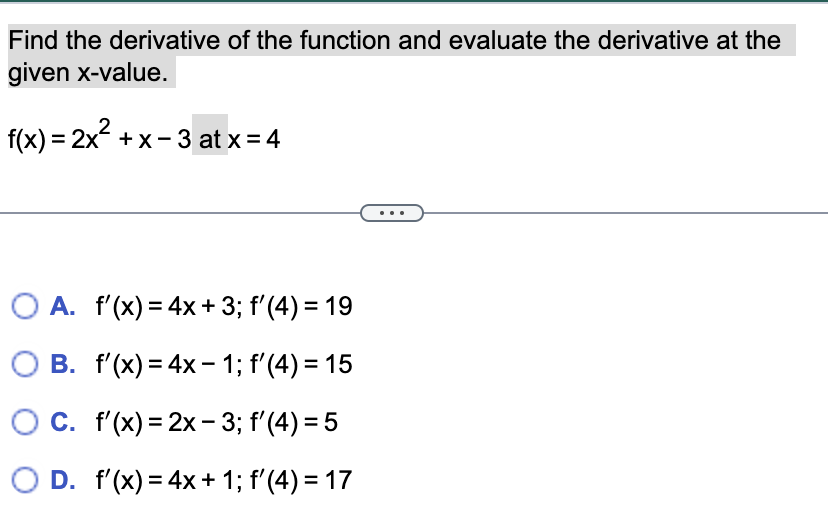 Solved Find the derivative of the function and evaluate the