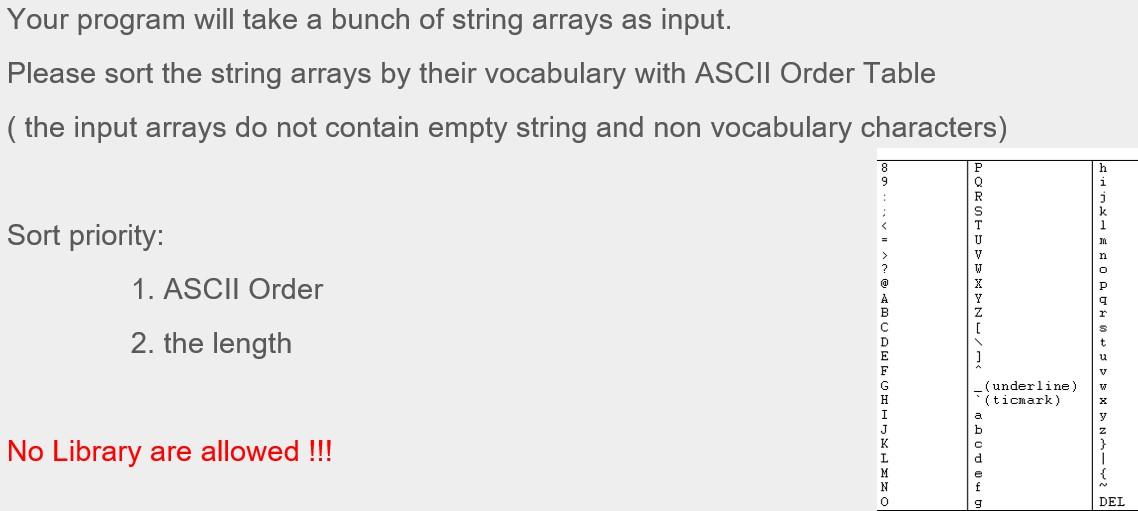 Solved Your program will take a bunch of string arrays as | Chegg.com