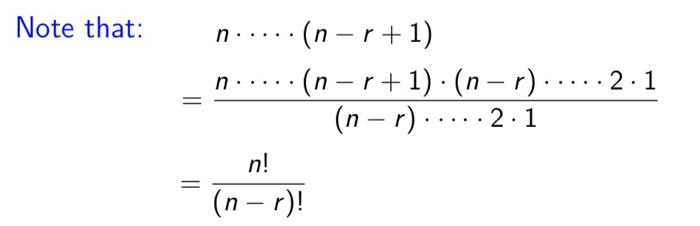 Solved Note that: n... . (n -r+1) n(n-)(n-r)21 n-r 2.1 n! | Chegg.com