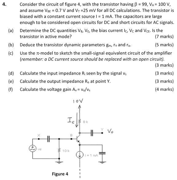 Solved 4. Consider the circuit of figure 4, with the | Chegg.com