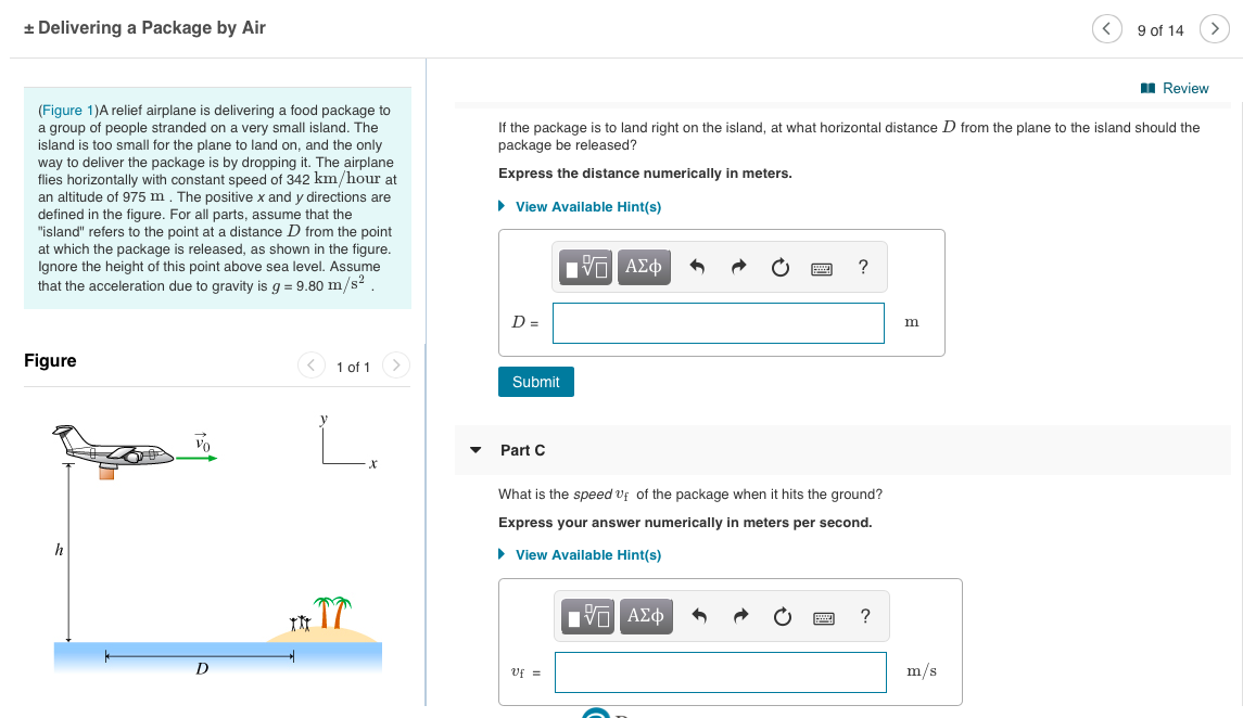 Solved + Delivering a Package by Air Review Part | Chegg.com