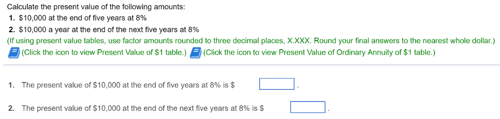 Solved Calculate the present value of the following amounts: | Chegg.com