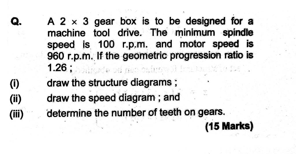 Solved Q. A 2×3 gear box is to be designed for a machine