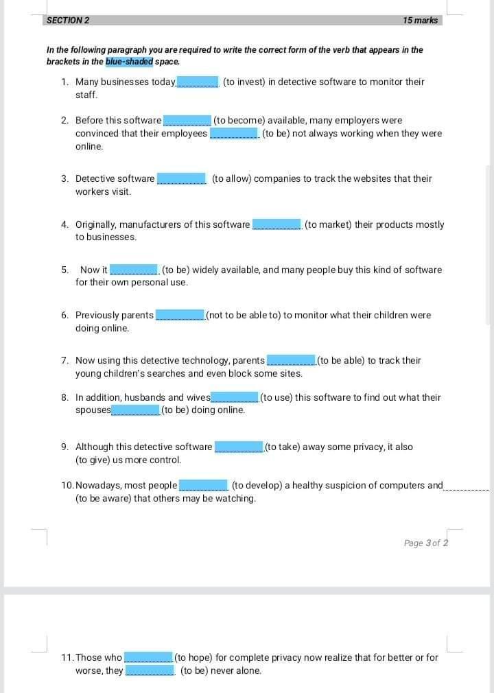 SECTION 2 15 marks In the following paragraph you are | Chegg.com