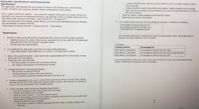 Application Specifications and Requirements | Chegg.com