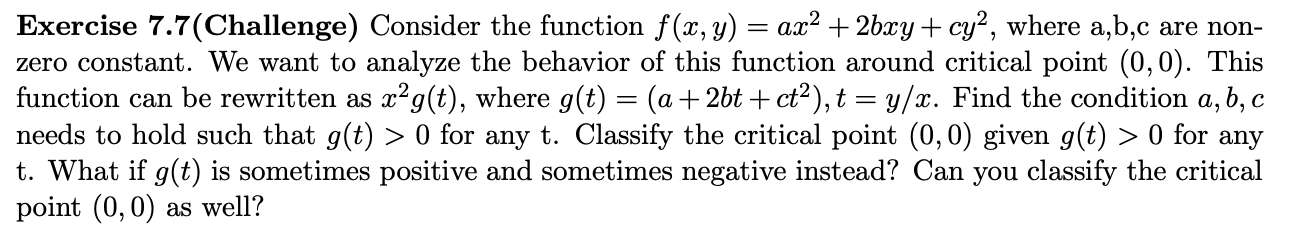Solved Exercise 7.7(Challenge) Consider the function f(x, y) | Chegg.com