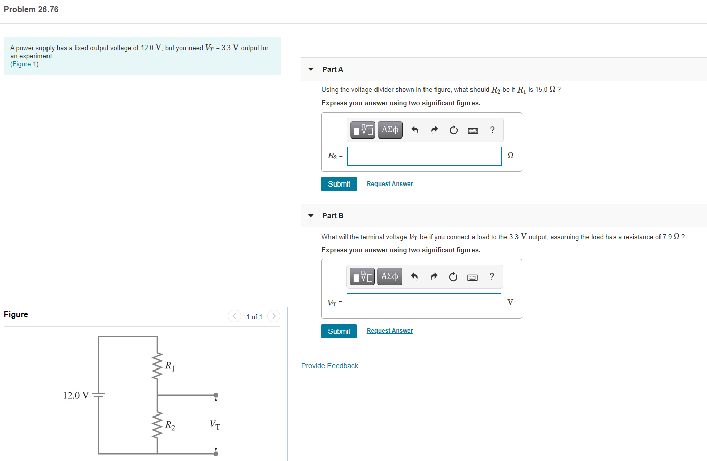 Solved Problem 26.76 A power supply has a fixed output | Chegg.com