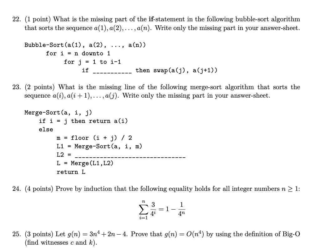Solved 22 1 Point What Is The Missing Part Of The Chegg Com