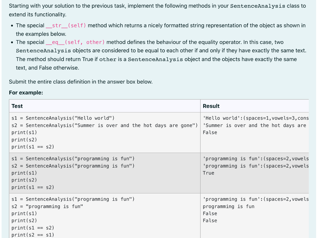 Solved Design a class named SentenceAnalys is which | Chegg.com
