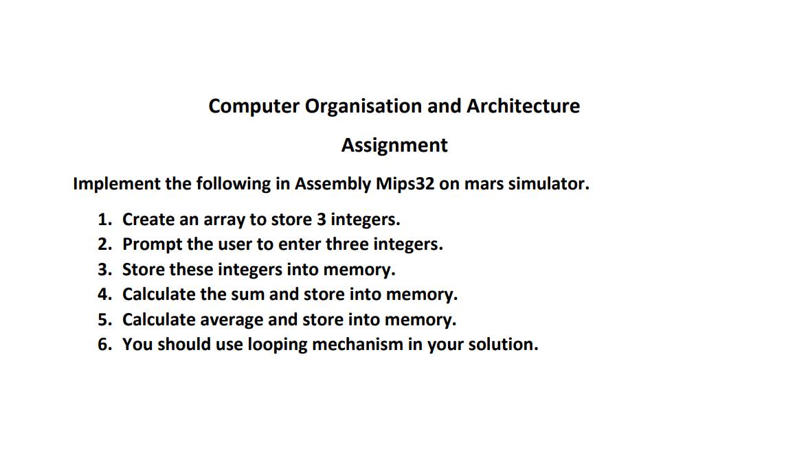 computer organization and architecture assignment questions