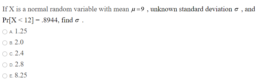 Solved If X is a normal random variable with mean u=9 , | Chegg.com
