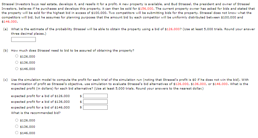 Solved Strassel Investors Buys Real Estate, Develops It, And | Chegg.com