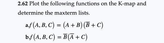 Solved Problem 2.62 Parts A And B. Plot Functions On K-maps | Chegg.com