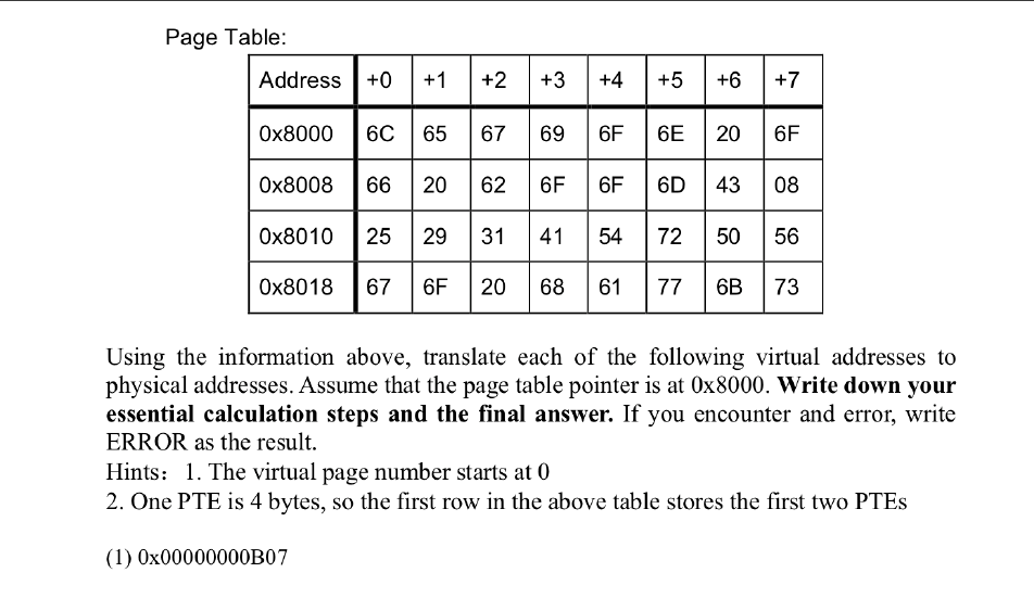 Solved 8. (14 points) Suppose we have a 42 bit virtual